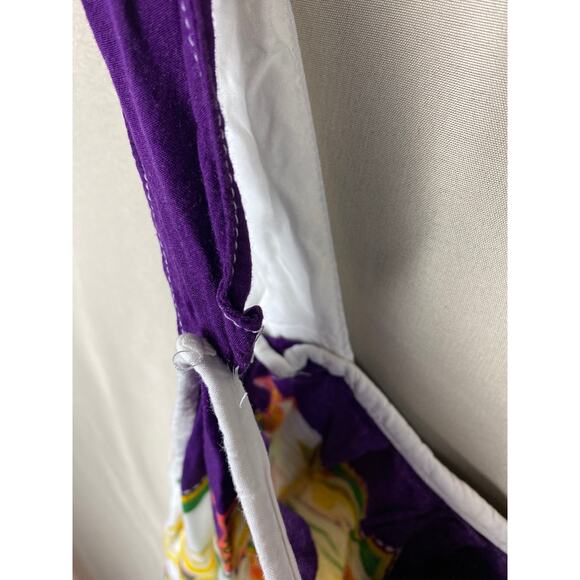 Woman’s Batik Kraton Mas Sleeveless Midi Dress sz OSFM Purple Floral Butterfly - Picture 9 of 10